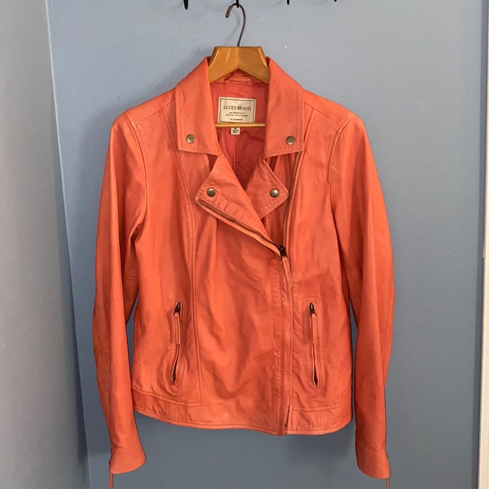 Lucky Brand Lamb Leather Moto Jacket